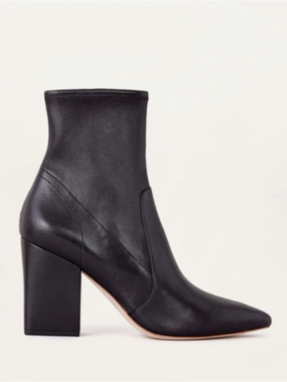 NWT Loeffler Randall “ISLA” slim black Leather Pointed Block Heel bootie